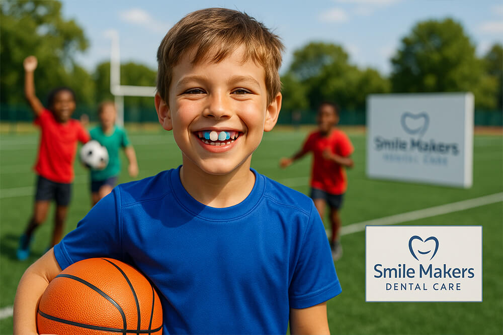 Focused on kids' dental health and featuring sports guards for safe play.