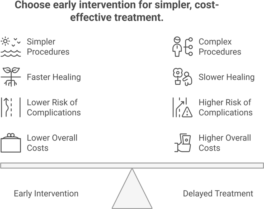 Choose early intervention for simpler, cost-effective treatment.